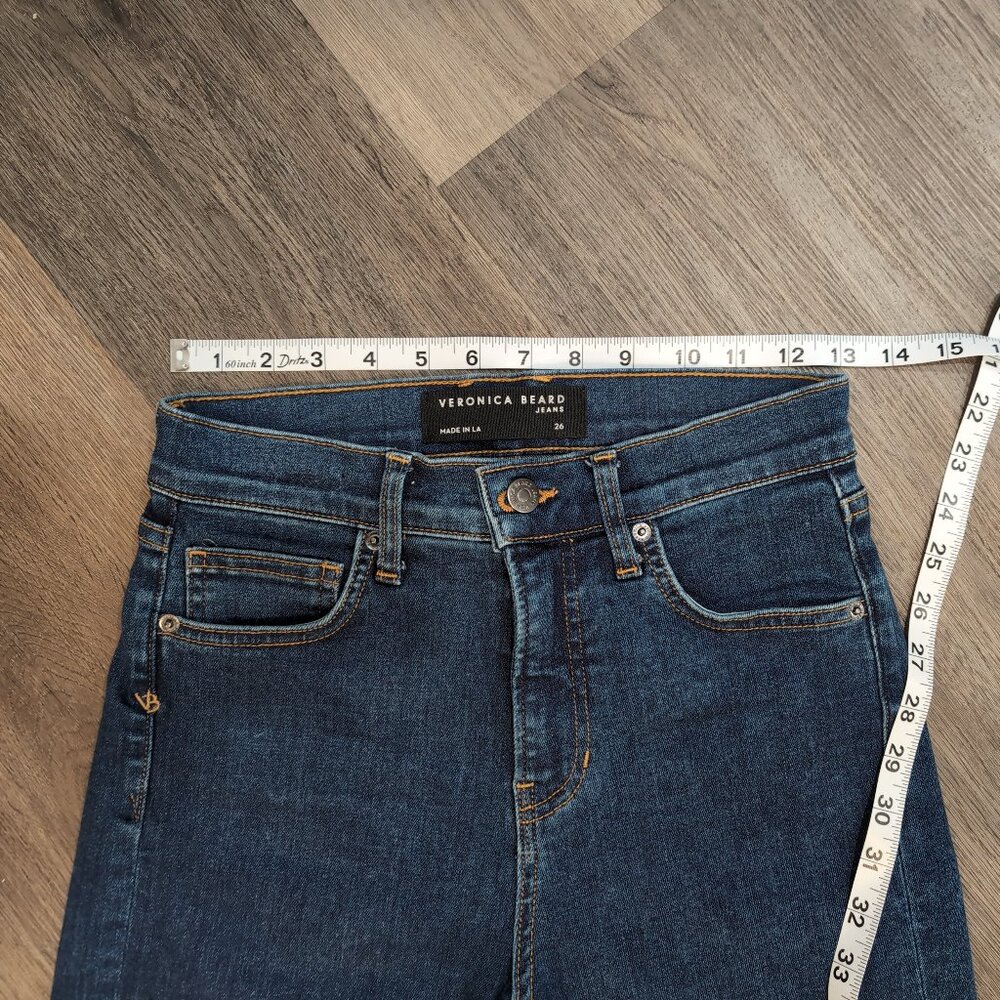 Veronica Beard Ryleigh High Rise Slim Straight Jean Capri 26 Raw Hem Oxford - Picture 7 of 9